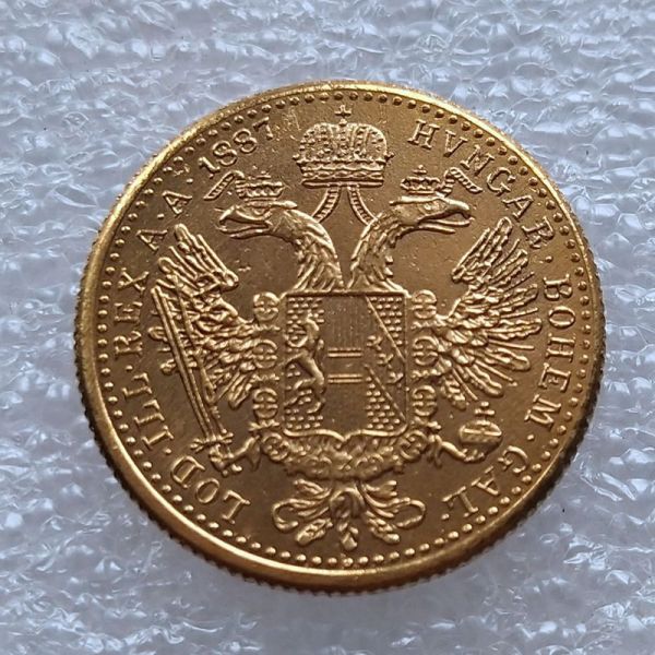 Copy Austria 1 Ducat -Franz Joseph I 1887 Diameter 20MM Pure Gold-Plated Coins