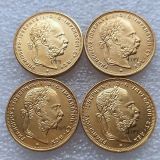 Copy Austria 8 Florins -Franz Joseph I 4pcs/lot (1870-1892) Diameter 21MM Pure Gold-Plated Coins