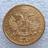 Copy Austria 1 Ducat -Franz Joseph I 1876 Diameter 20MM Pure Gold-Plated Coins