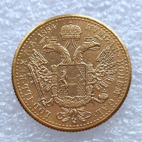 Copy Austria 1 Ducat -Franz Joseph I 1884 Diameter 20MM Pure Gold-Plated Coins