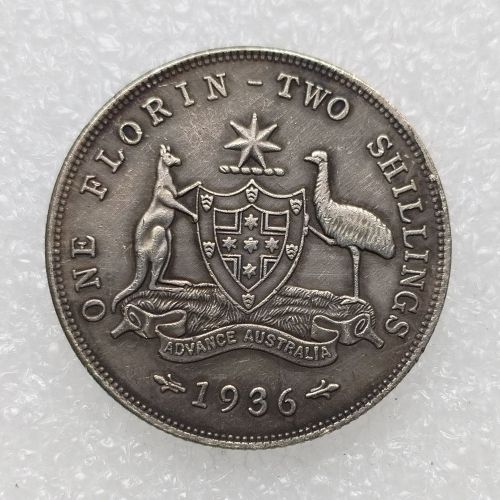 Australia 1 Florin George V 1936  Silver Plated Copy Coins (28.5MM)