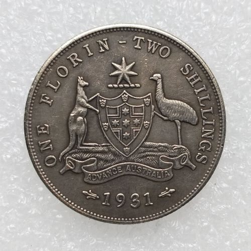 Australia 1 Florin George V 1931  Silver Plated Copy Coins (28.5MM)