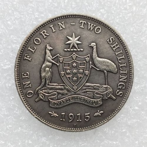 Australia 1 Florin George V 1915 H Mint  Silver Plated Copy Coins (28.5MM)