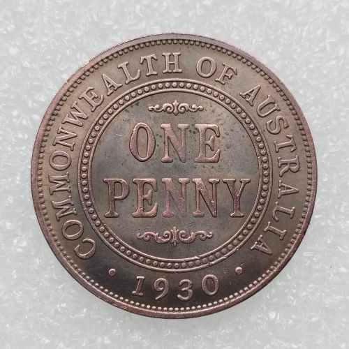 Australia 1 Penny George V 1930  100% Copper Copy Coins (30.8MM)