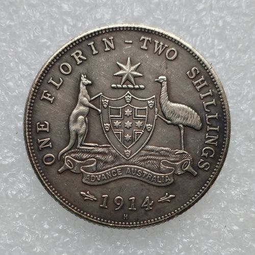 Australia 1 Florin George V 1914  Silver Plated Copy Coins (28.5MM)