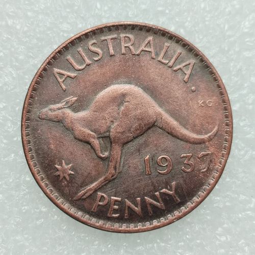 Australia 1 Penny George VI 1937 100% Copper Copy Coins (30.8MM)