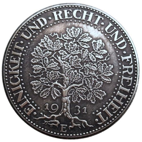 Germany 5 Reichsmark 1931 Silver Plated Copy Coins(36mm)