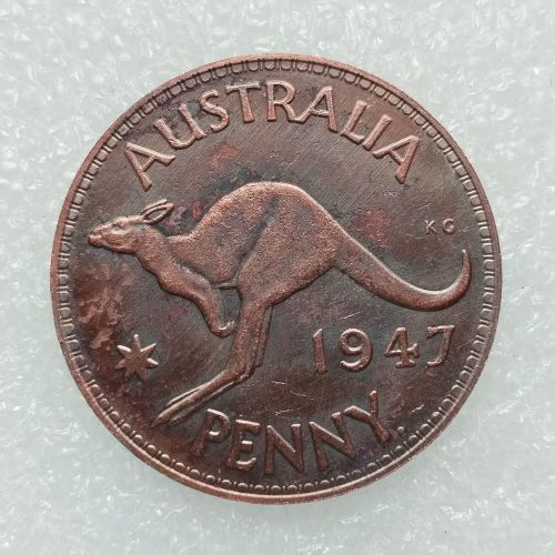 Australia 1 Penny George VI 1947 100% Copper Copy Coins (30.8MM)