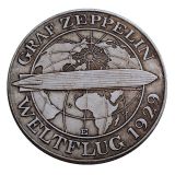Germany 5 Reichsmark Graf Zeppelin 1930 Silver Plated Copy Coins(36mm)