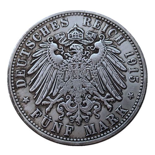 Germany 5 Mark Ernst August Wedding 1915 Silver Plated Copy Coins(38mm)