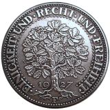 Germany 5 Reichsmark 1927 F Silver Plated Copy Coins(36mm)
