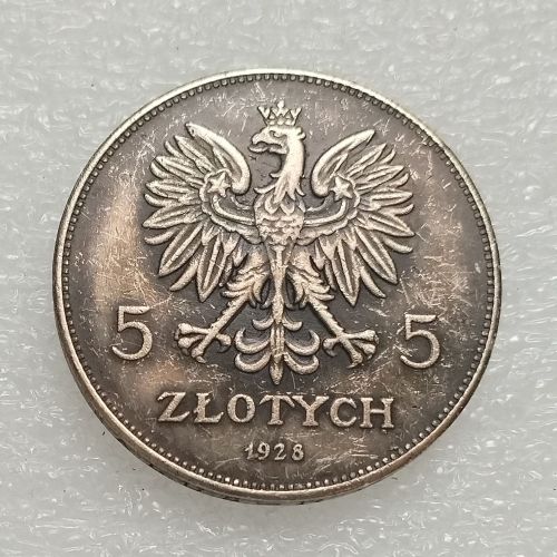 Poland 5 Zlotych Nike 1928  Essai 31 Silver Plated Copy Coins (33mm)