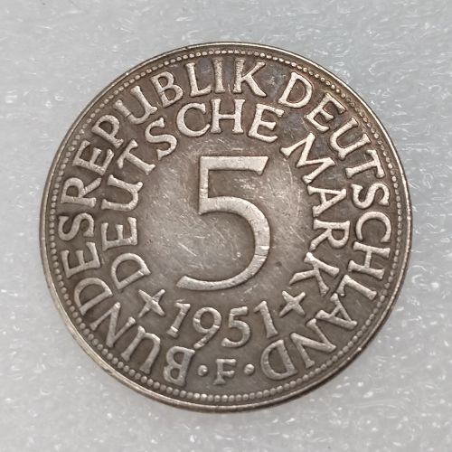 DE(55) Germany 5 Deutsche Mark 1951 Silver Plated Copy Coins
