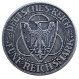 30MM Germany 5 Reichsmark Liberation of Rhineland 1930 Silver Plated Copy Coins