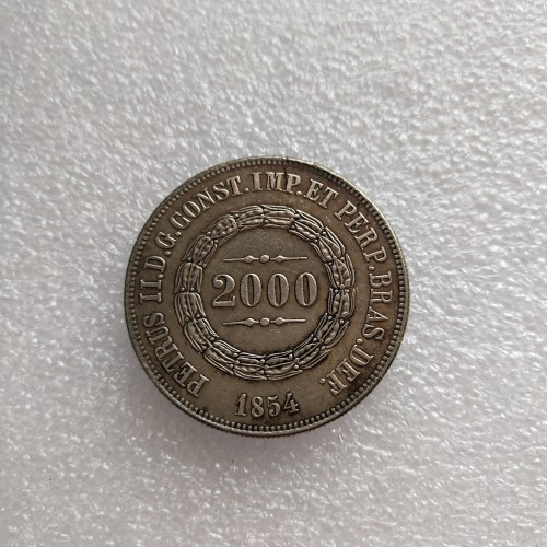 Brazil 1854 2000 Ries Silver Plated Copy Coins (37mm)