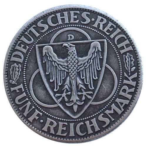 Germany 5 Reichsmark Liberation of Rhineland 1930 Silver Plated Copy Coins(30mm)