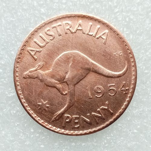 Australia 1 Penny George VI 1954 100% Copper Copy Coins (30.8MM)