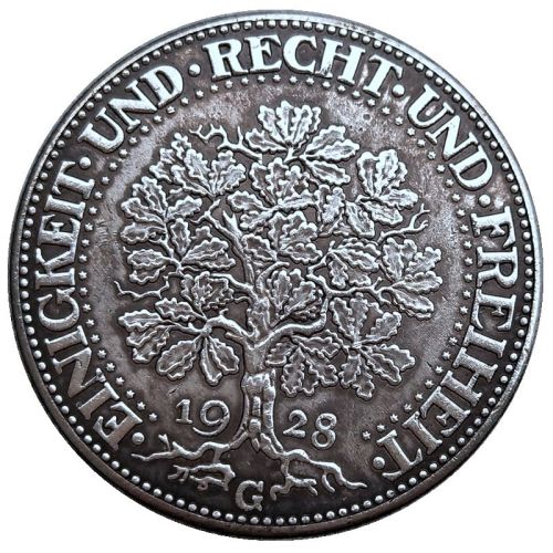 Germany 5 Reichsmark 1928 Silver Plated Copy Coins(36mm)