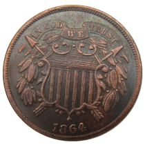 US 1864 Two Cents 100% Copper Copy Coin