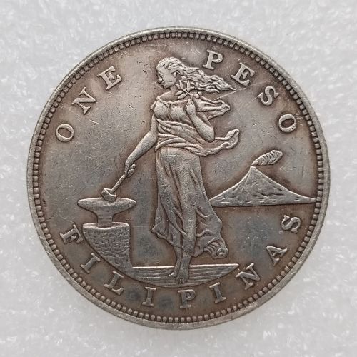PHILIPPINES 1 Peso 1911S Crown Silver Plated copy coins (35mm)