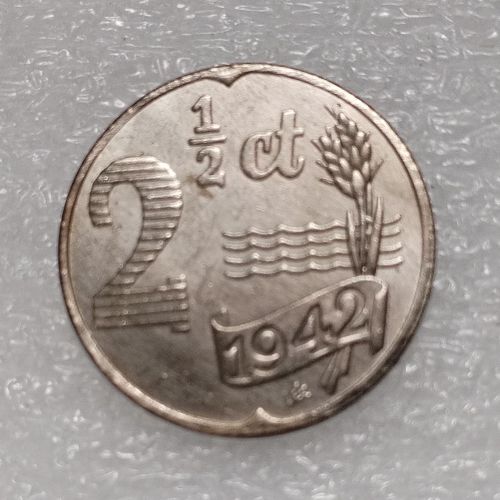 Netherlands 2.5 Cents 1941 1942 Wilhelmina German Occupation Nickel Plated Copy Decorative Coin
