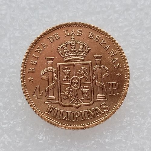 PHILIPPINES 4 Peso 1861 Gold Plated copy coins (21.2mm)