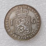 Netherlands 1 Gulden 1898-1909 Wilhelmina Silver Plated Copy Decorative Coin