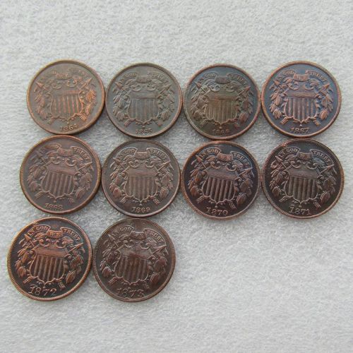 US 1864-1873 10pcs/lot Two Cents 100% Copper Copy Coin