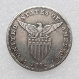 PHILIPPINES 1 Peso 1902S Crown Silver Plated copy coins (35mm)
