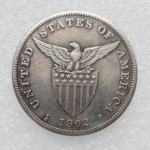 PHILIPPINES 1 Peso 1902S Crown Silver Plated copy coins (35mm)
