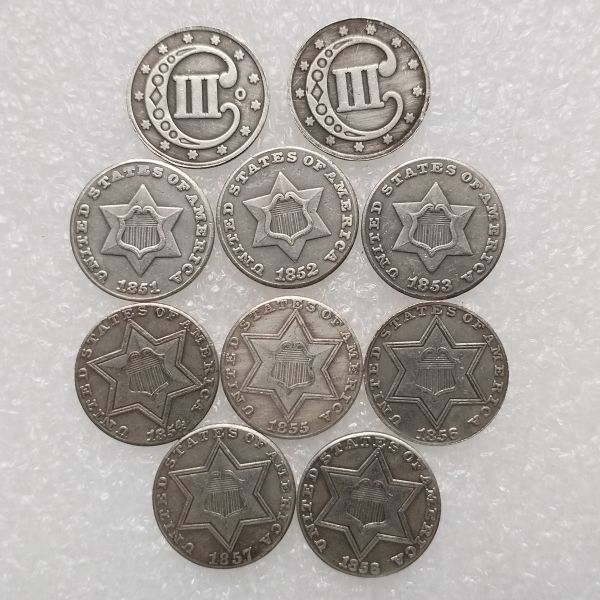 US Three Cents 1851-1873 24pcs/lot Silver Plated Copy Coin