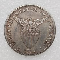 PHILIPPINES 1 Peso 1912S Crown Silver Plated copy coins (35mm)