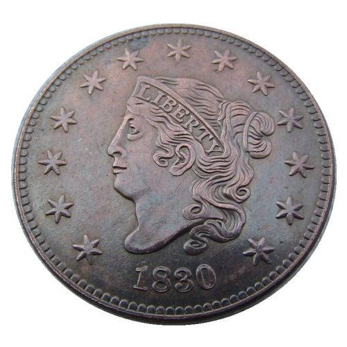 US 1830 Coronet Head Cent Copper Copy Coin