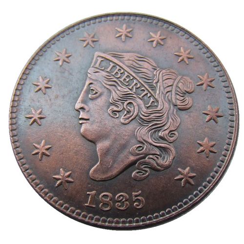 US 1835 Coronet Head Cent Copper Copy Coin