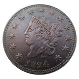 US 1824 Coronet Head Cent Copper Copy Coin