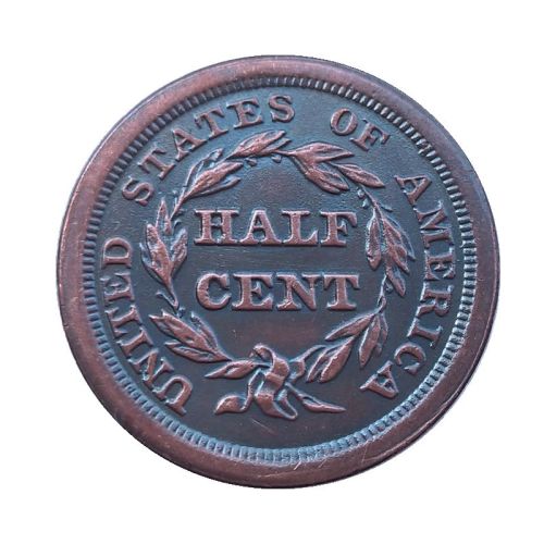 US 1851 Braided Hair Half Cent Copper Copy Coin(23mm)