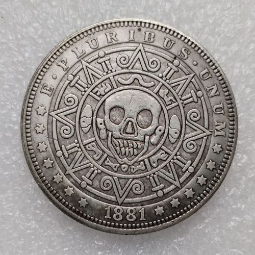 HB(258)HOBO US Morgan Silver Plated Dollar skull zombie skeleton Copy Coin