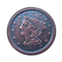 US 1857 Braided Hair Half Cent Copper Copy Coin(23mm)