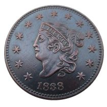 US 1838 Coronet Head Cent Copper Copy Coin
