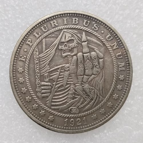 HB(253)HOBO US Morgan Silver Plated Dollar skull zombie skeleton Copy Coin