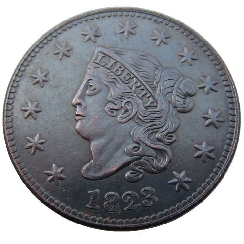 US 1823 Coronet Head Cent Copper Copy Coin