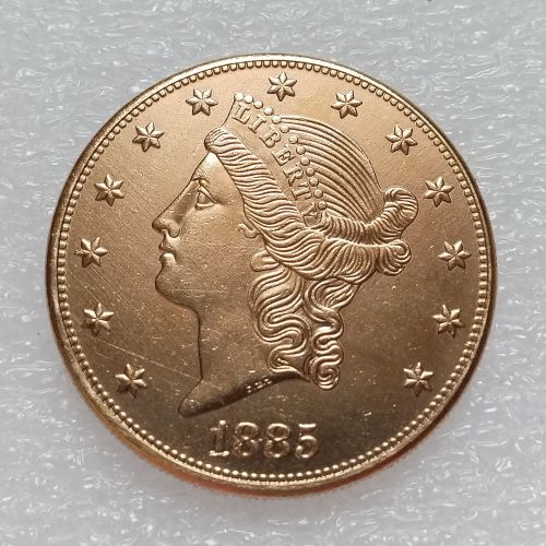 US 1885 Liberty Head TWENTY DOLLARS Gold Plated Copy Coin