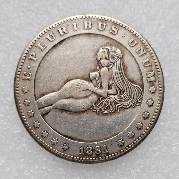 HB(267)HOBO US Morgan Silver Plated Dollar skull zombie skeleton Copy Coin
