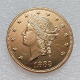 US 1883 Liberty Head TWENTY DOLLARS Gold Plated Copy Coin