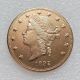 US 1892 Liberty Head TWENTY DOLLARS Gold Plated Copy Coin