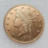 US 1878 Liberty Head TWENTY DOLLARS Gold Plated Copy Coin