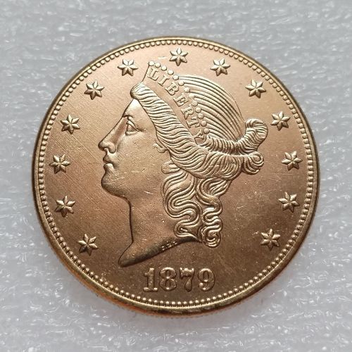 US 1879 Liberty Head TWENTY DOLLARS Gold Plated Copy Coin