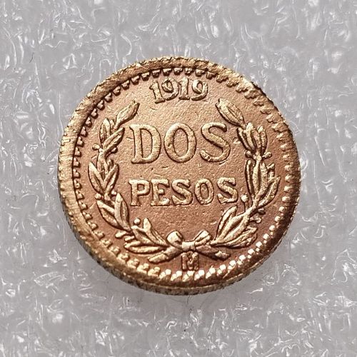 1919 Mexico 2 Pesos Gold Plated Copy Coin