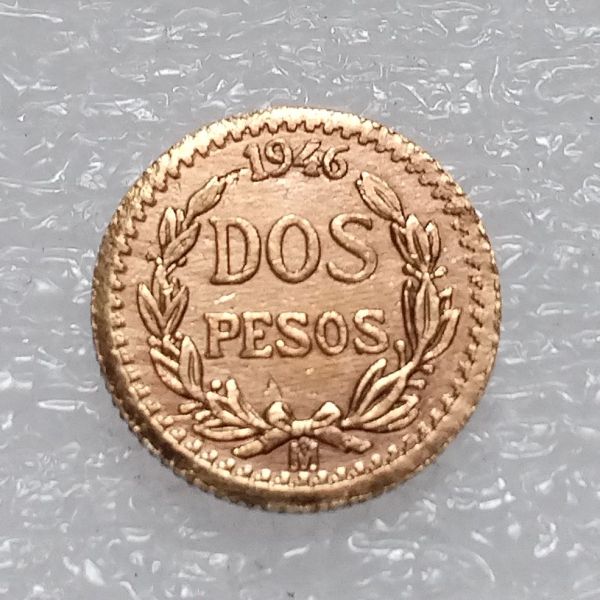 1946 Mexico 2 Pesos Gold Plated Copy Coin