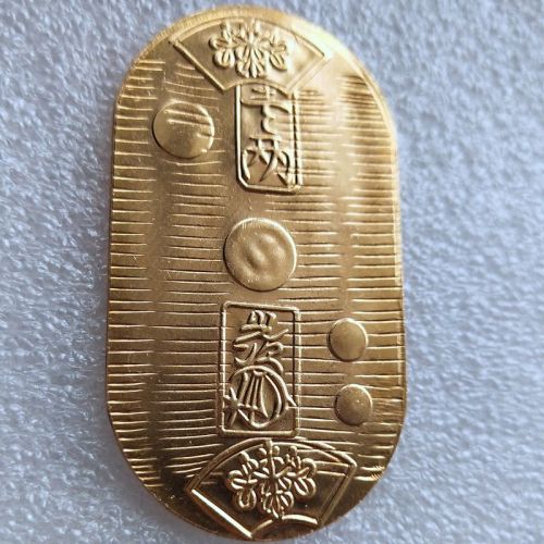 Japan 1 kopan gold plated coin copy 1 Ryō  Tenpō Koban
